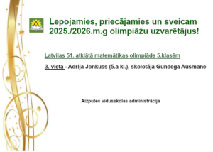 Apsveikums atklātajā matemātikas olimpiādē